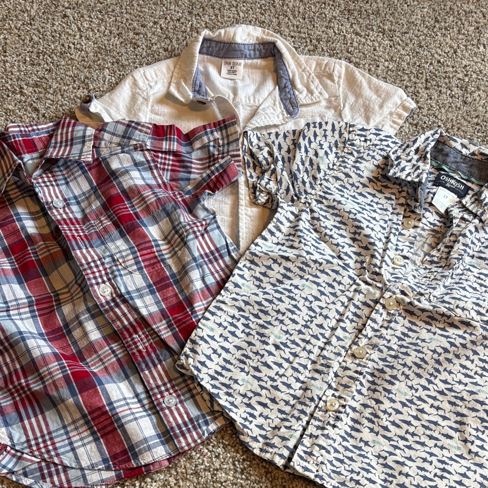 Bundle of 3 l- 3T short sleeve button down shirts